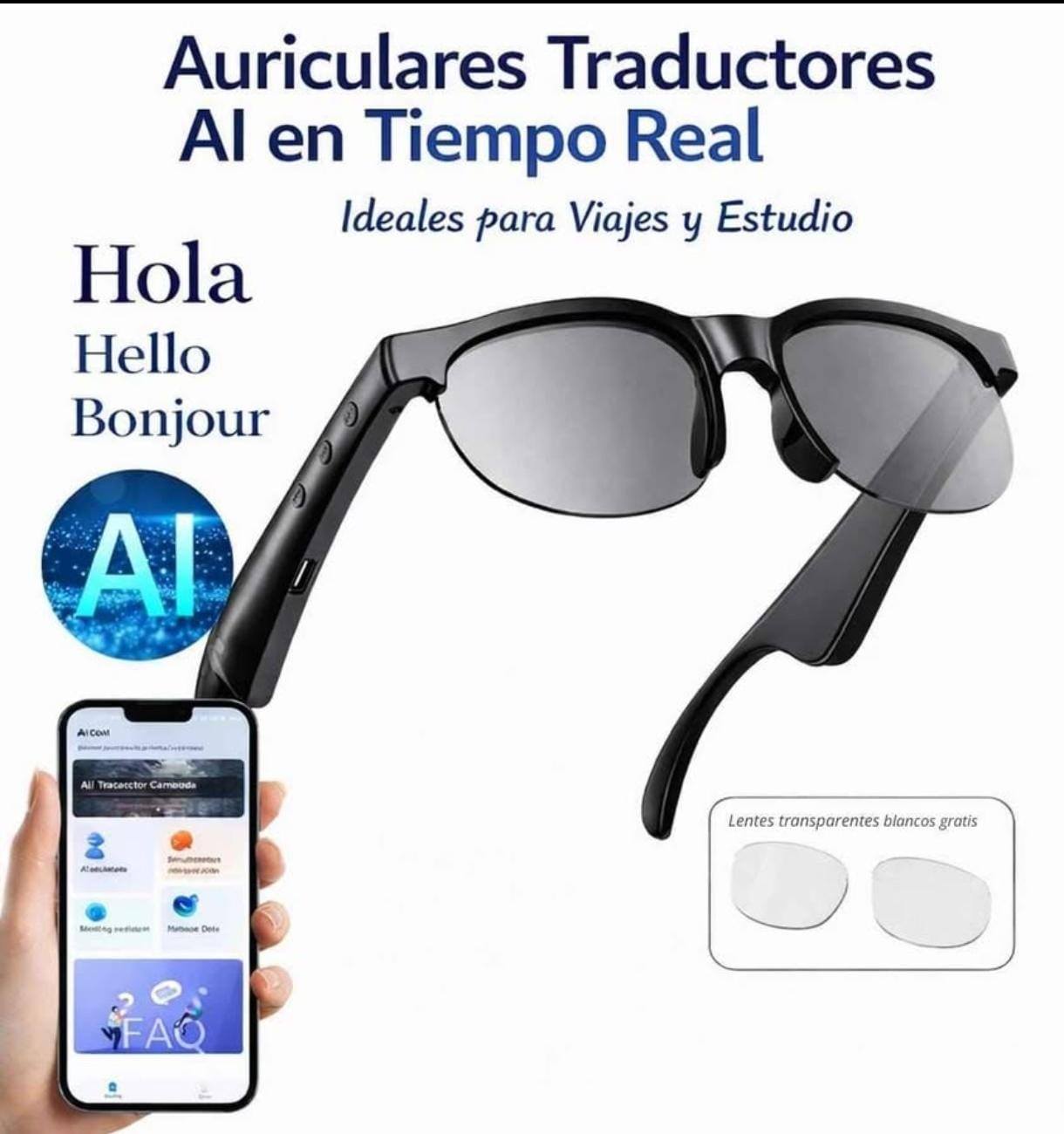 Gafas Inteligentes Traductoras Bluetooth